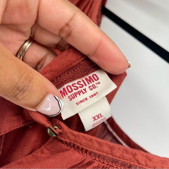 Mossimo Supply Co. Women’s Brown Boho Flowy Keyhole Rayon Short Sleeve Top XXL - Picture 9 of 12